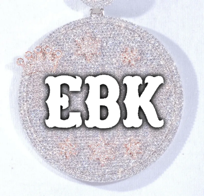 CUSTOM LETTER NECKLACE 3D BIG CROWN DISC sold by The GUU Shop