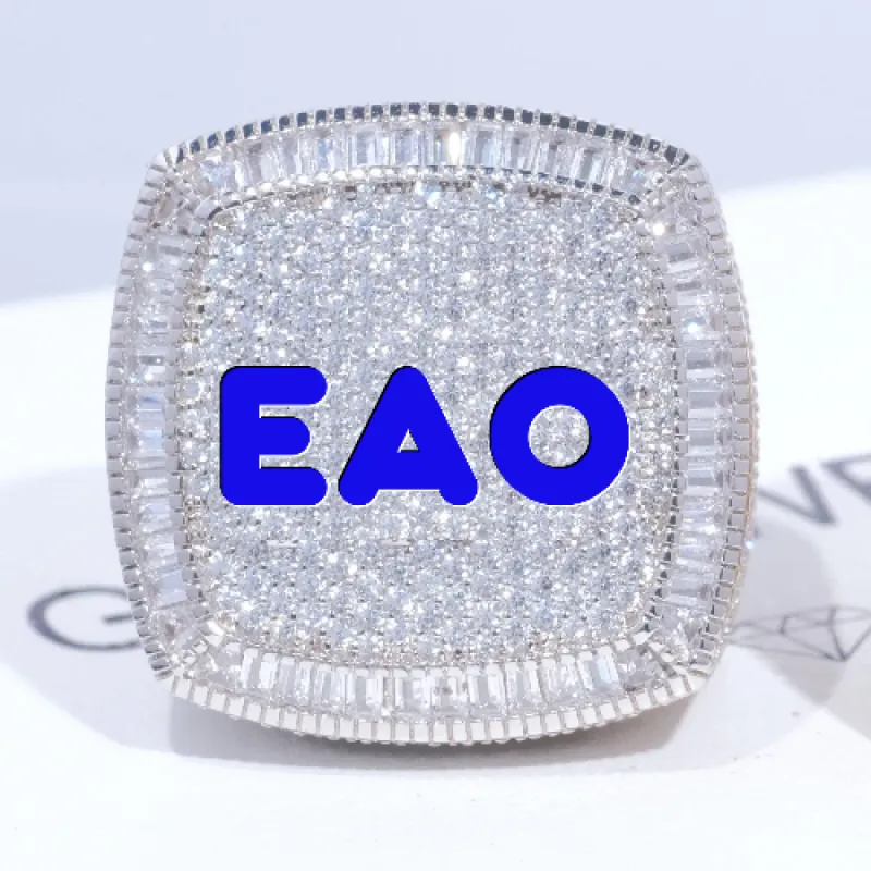 CUSTOM LETTER 3D ICED RING sold by The GUU Shop