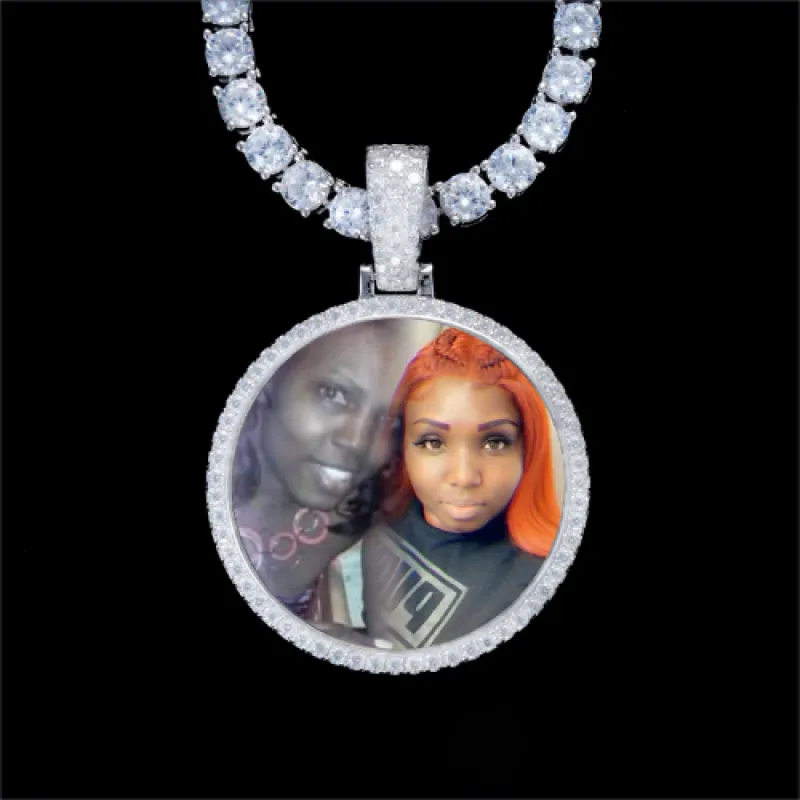 925S & VVS Moissanite 3D Circle Custom Picture Pendant sold by The GUU Shop