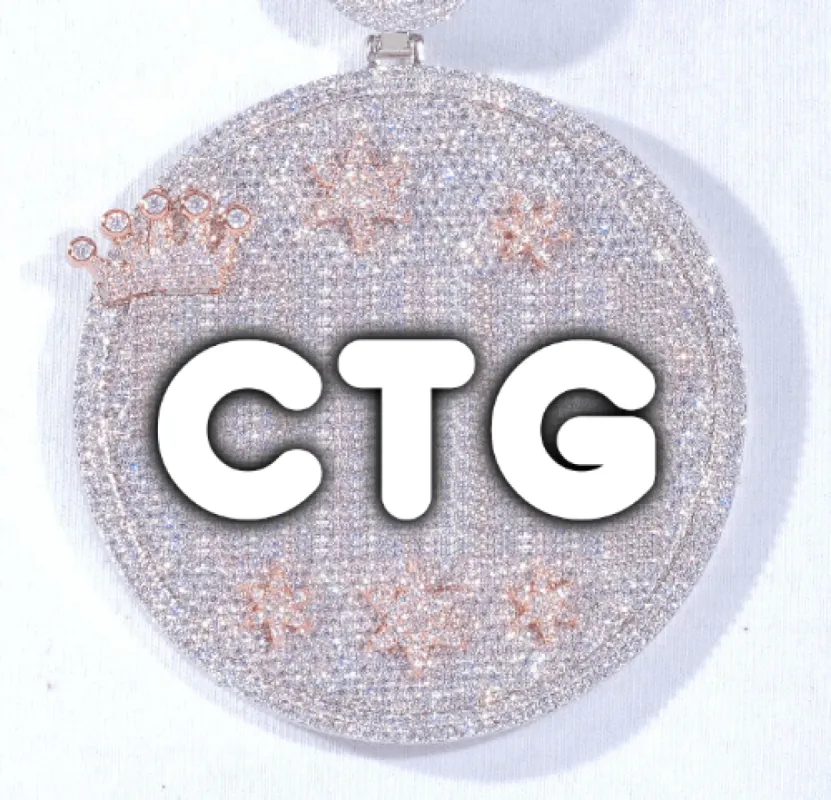 CUSTOM LETTER NECKLACE 3D BIG CROWN DISC sold by The GUU Shop