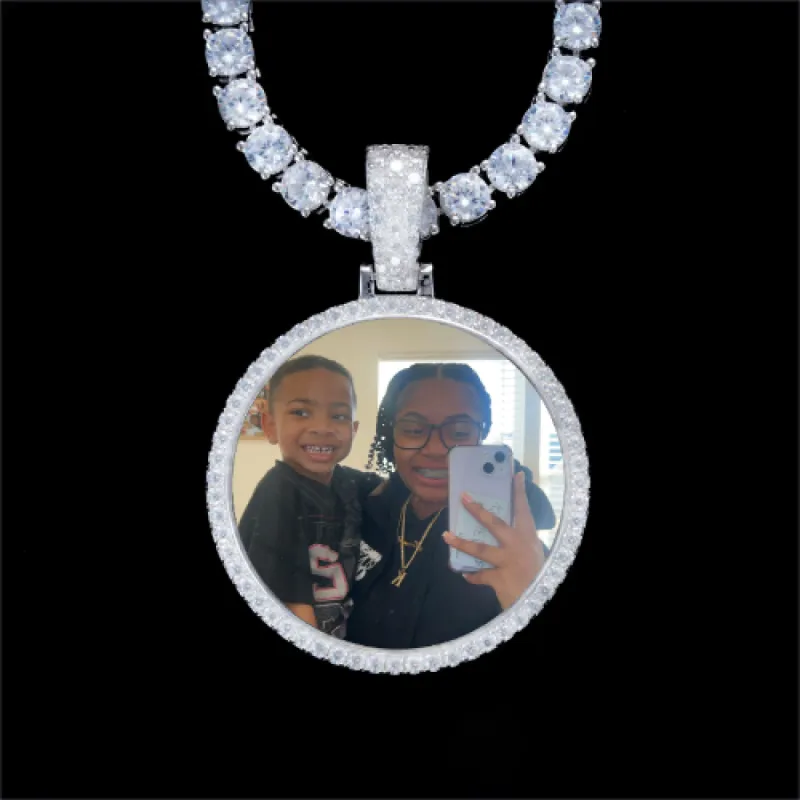 925S & VVS Moissanite 3D Circle Custom Picture Pendant sold by The GUU Shop