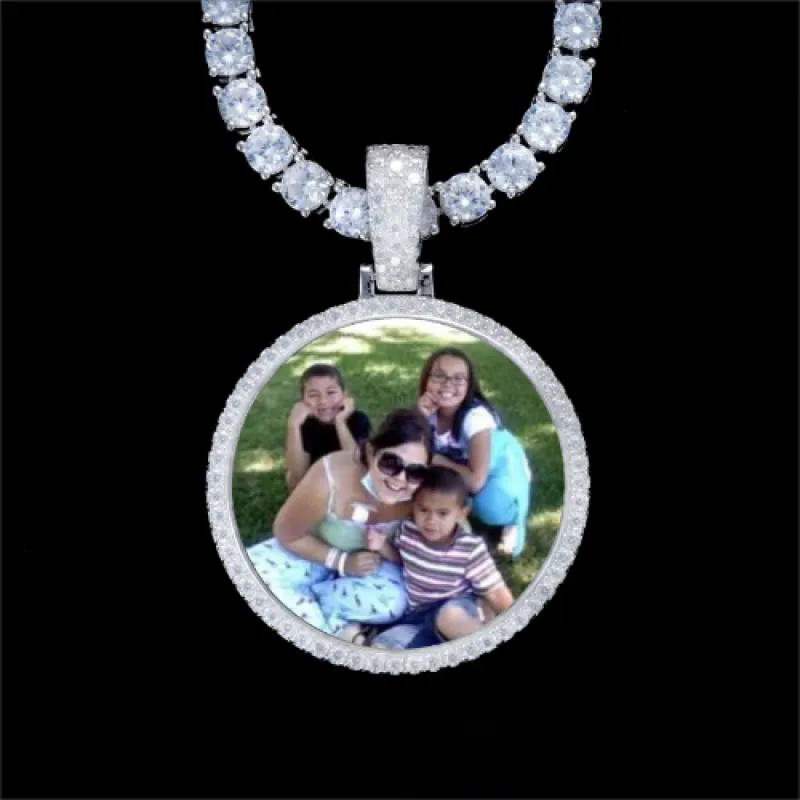 925S & VVS Moissanite 3D Circle Custom Picture Pendant sold by The GUU Shop