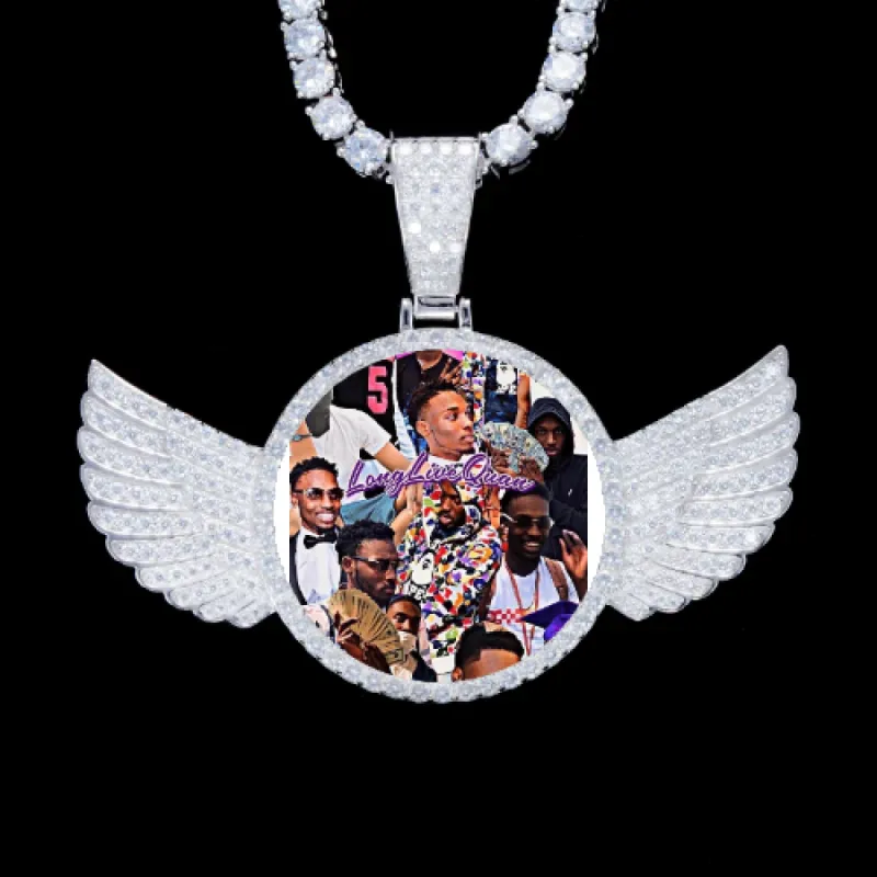 925S & VVS Moissanite 3D Wing Custom Picture Pendant sold by The GUU Shop