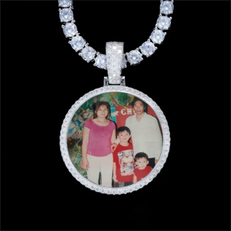 925S & VVS Moissanite 3D Circle Custom Picture Pendant sold by The GUU Shop