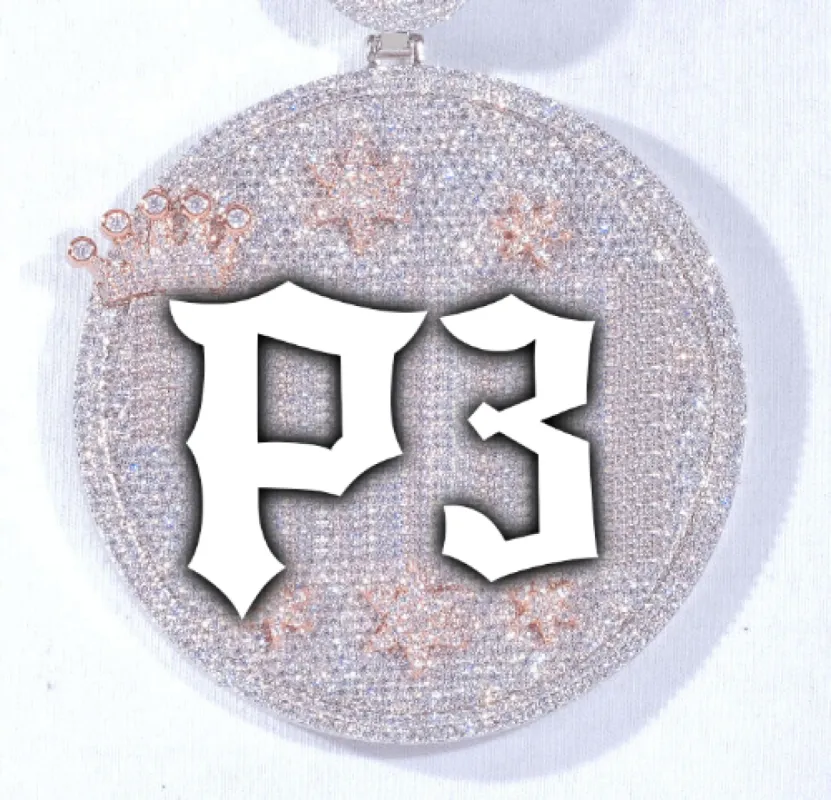 CUSTOM LETTER NECKLACE 3D BIG CROWN DISC sold by The GUU Shop