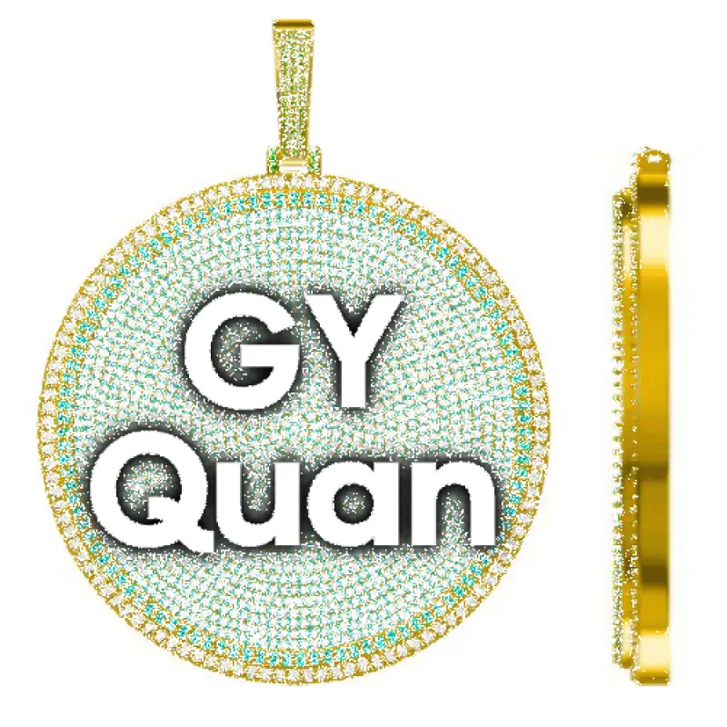 CUSTOM LETTER NECKLACE 3D BIG DISC sold by The GUU Shop