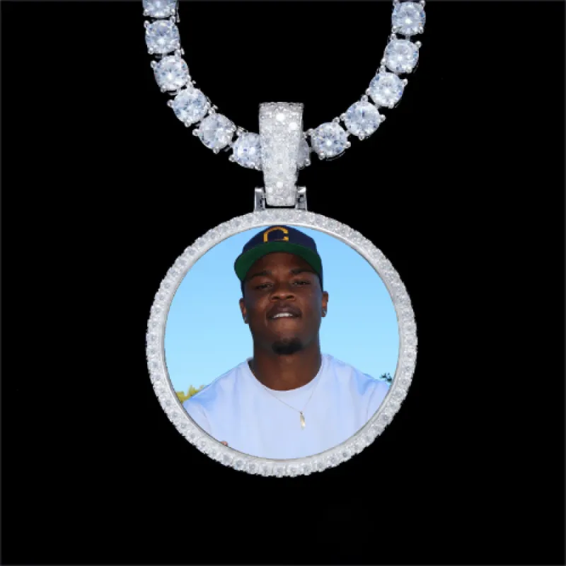 925S & VVS Moissanite 3D Circle Custom Picture Pendant sold by The GUU Shop