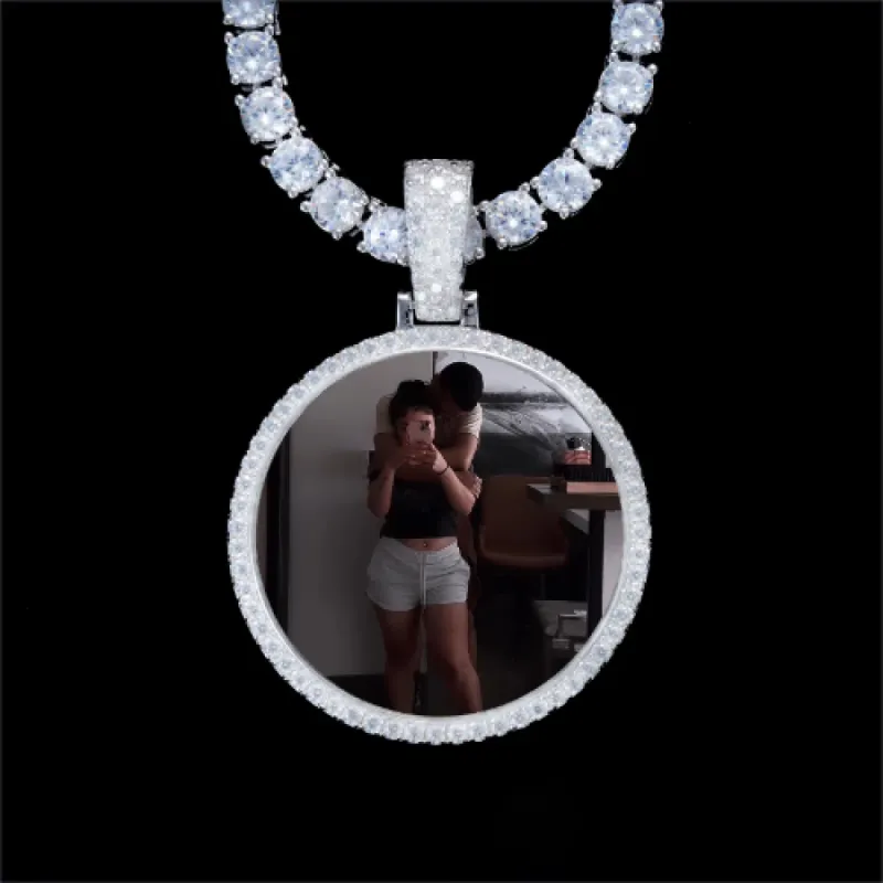 925S & VVS Moissanite 3D Circle Custom Picture Pendant sold by The GUU Shop