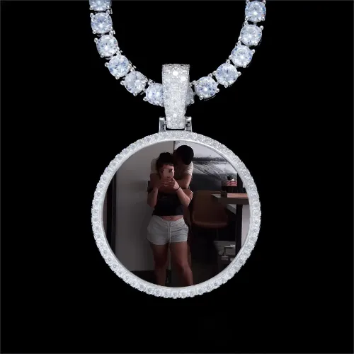 925S & VVS Moissanite 3D Circle Custom Picture Pendant sold by The GUU Shop