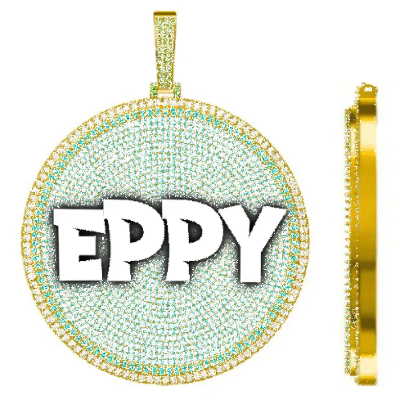 CUSTOM LETTER NECKLACE 3D BIG DISC sold by The GUU Shop