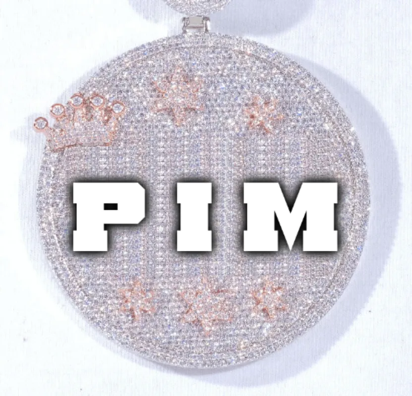 CUSTOM LETTER NECKLACE 3D BIG CROWN DISC sold by The GUU Shop