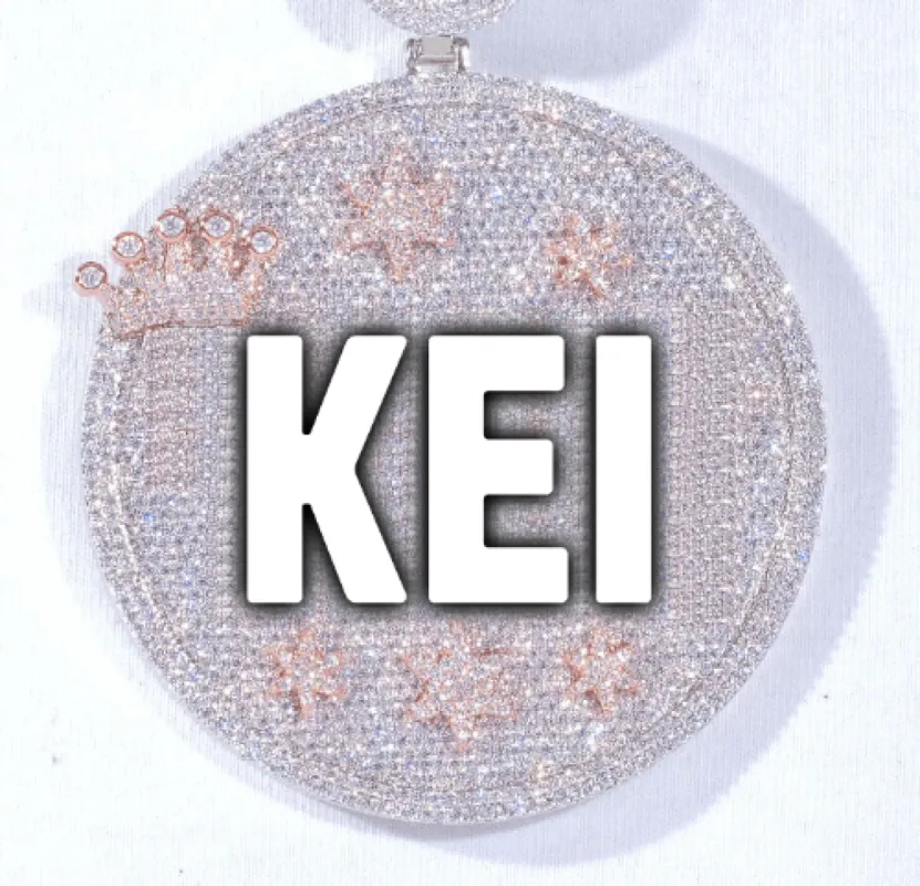 CUSTOM LETTER NECKLACE 3D BIG CROWN DISC sold by The GUU Shop