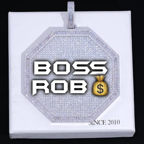 CUSTOM LETTER NECKLACE 3D BIG OCTAGON sold by The GUU Shop