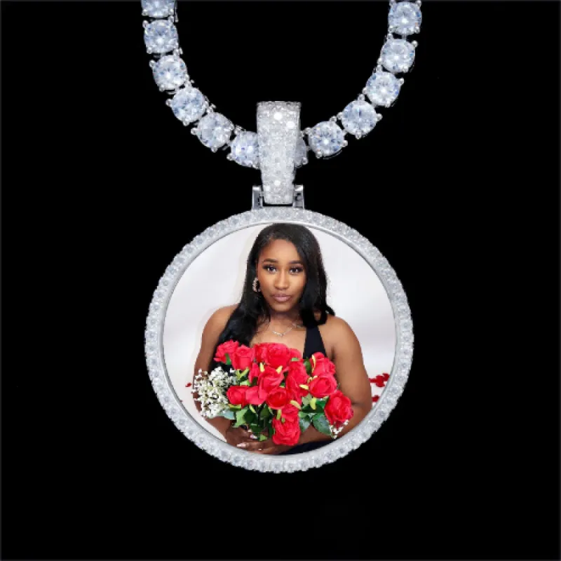 925S & VVS Moissanite 3D Circle Custom Picture Pendant sold by The GUU Shop