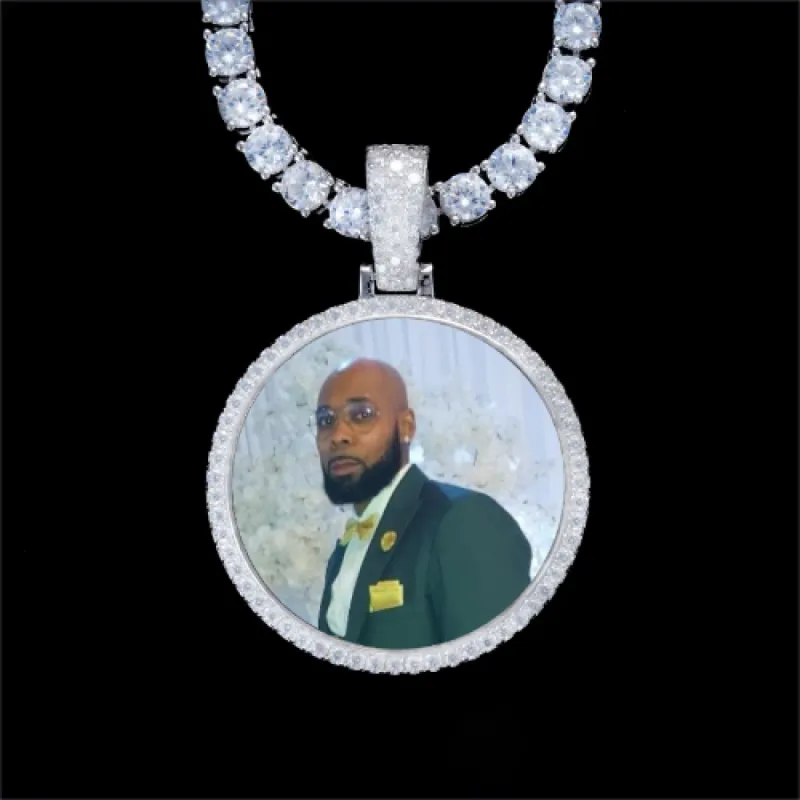 925S & VVS Moissanite 3D Circle Custom Picture Pendant sold by The GUU Shop