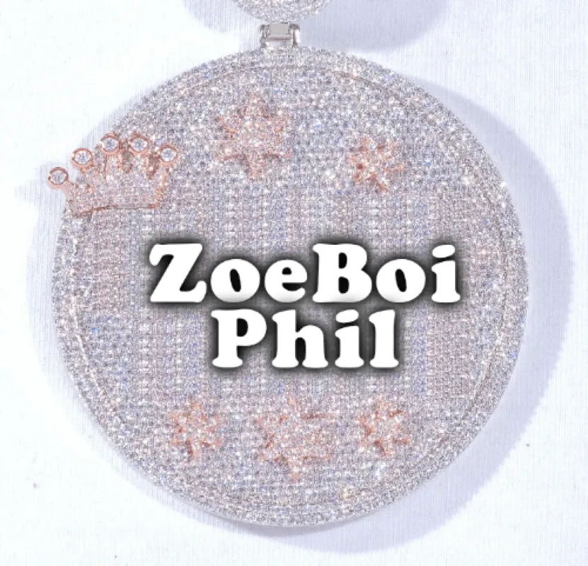 CUSTOM LETTER NECKLACE 3D BIG CROWN DISC sold by The GUU Shop