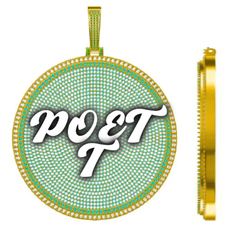 CUSTOM LETTER NECKLACE 3D BIG DISC sold by The GUU Shop