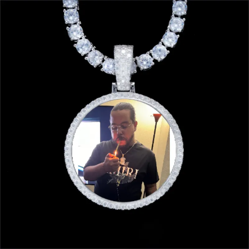 925S & VVS Moissanite 3D Circle Custom Picture Pendant sold by The GUU Shop