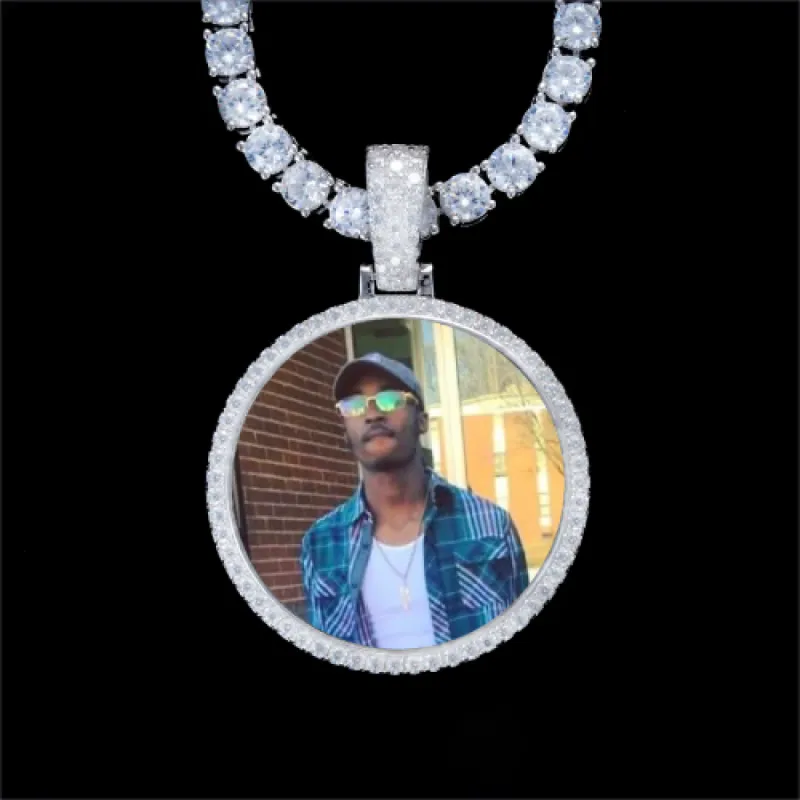 925S & VVS Moissanite 3D Circle Custom Picture Pendant sold by The GUU Shop