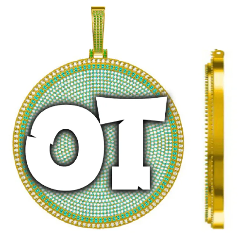 CUSTOM LETTER NECKLACE 3D BIG DISC sold by The GUU Shop