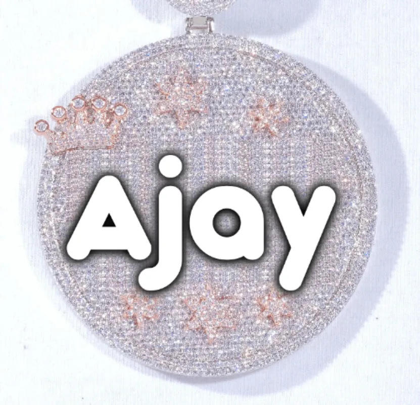 CUSTOM LETTER NECKLACE 3D BIG CROWN DISC sold by The GUU Shop