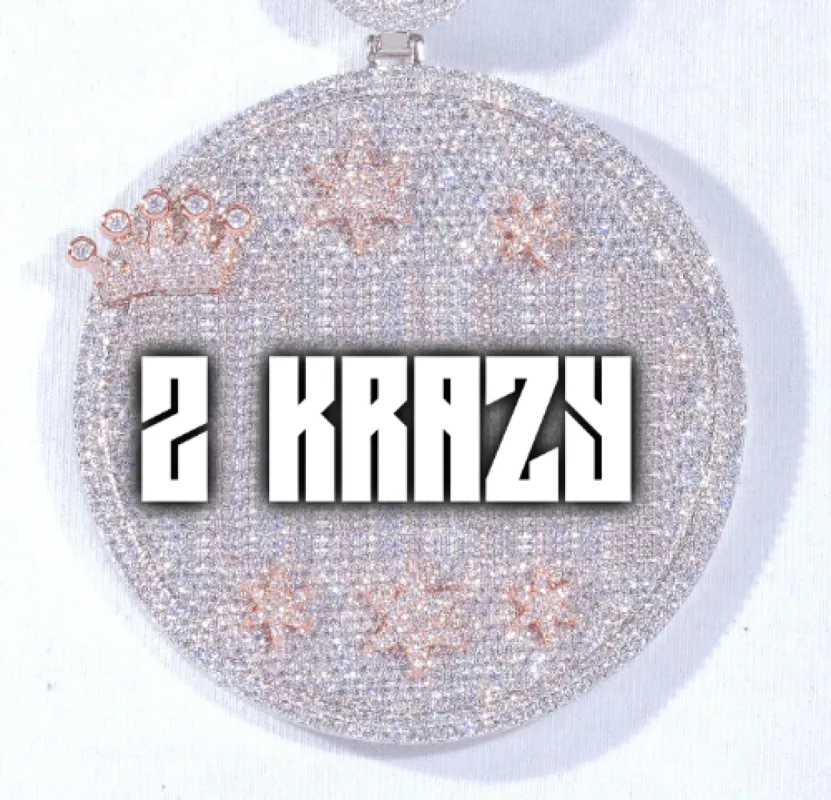 CUSTOM LETTER NECKLACE 3D BIG CROWN DISC sold by The GUU Shop