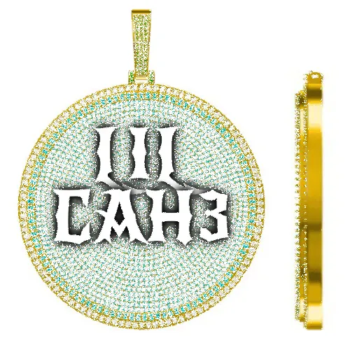 CUSTOM LETTER NECKLACE 3D BIG DISC sold by The GUU Shop