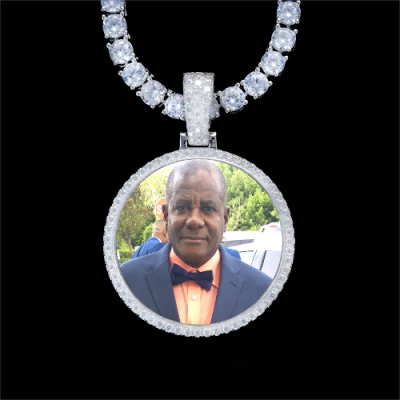 925S & VVS Moissanite 3D Circle Custom Picture Pendant sold by The GUU Shop