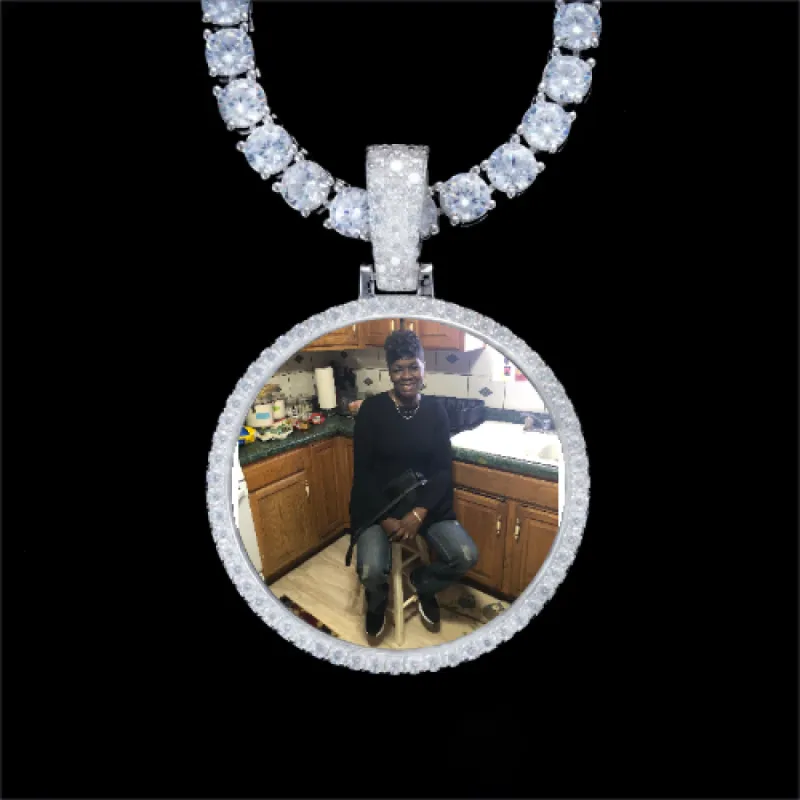 925S & VVS Moissanite 3D Circle Custom Picture Pendant sold by The GUU Shop