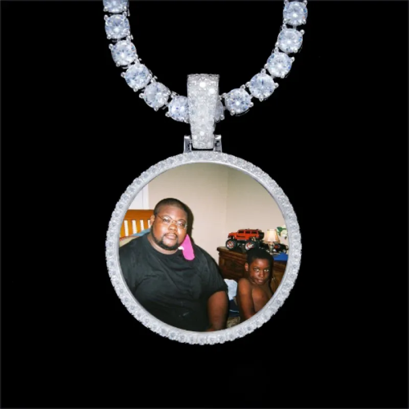 925S & VVS Moissanite 3D Circle Custom Picture Pendant sold by The GUU Shop