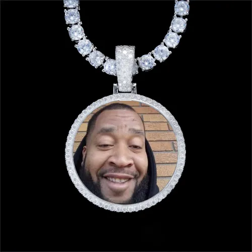925S & VVS Moissanite 3D Circle Custom Picture Pendant sold by The GUU Shop