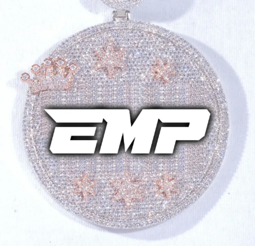 CUSTOM LETTER NECKLACE 3D BIG CROWN DISC sold by The GUU Shop