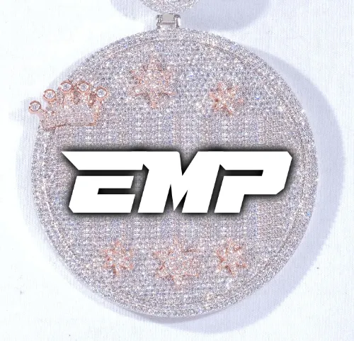 CUSTOM LETTER NECKLACE 3D BIG CROWN DISC sold by The GUU Shop