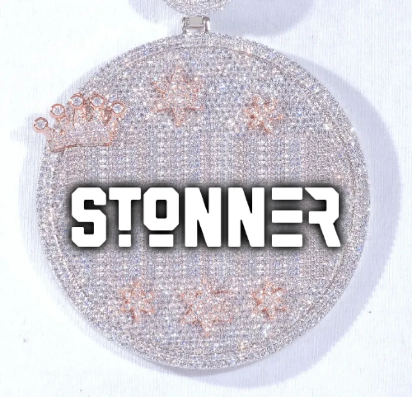 CUSTOM LETTER NECKLACE 3D BIG CROWN DISC sold by The GUU Shop