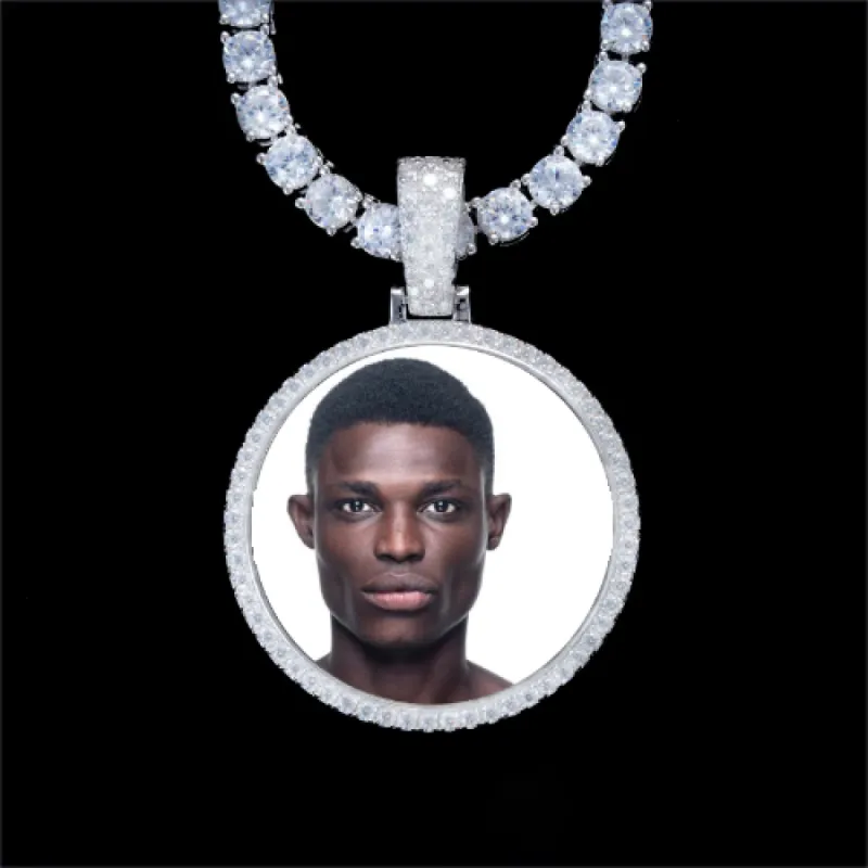 925S & VVS Moissanite 3D Circle Custom Picture Pendant sold by The GUU Shop