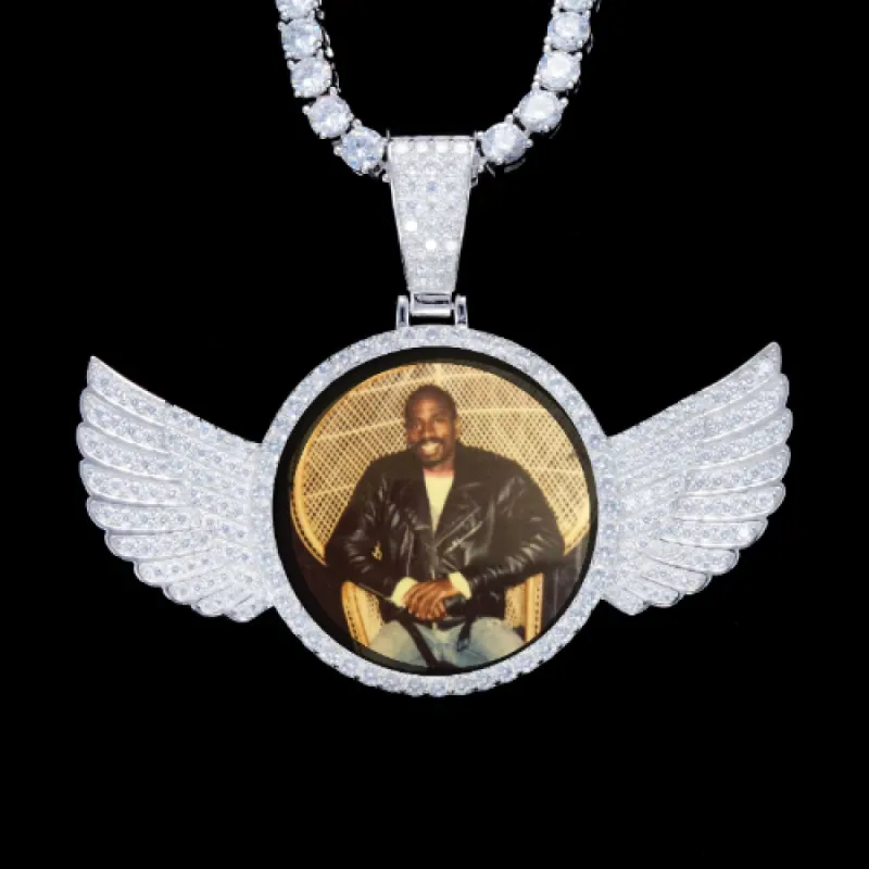 925S & VVS Moissanite 3D Wing Custom Picture Pendant sold by The GUU Shop