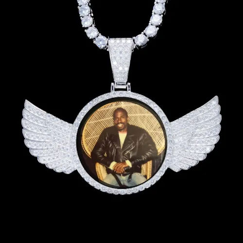 925S & VVS Moissanite 3D Wing Custom Picture Pendant sold by The GUU Shop