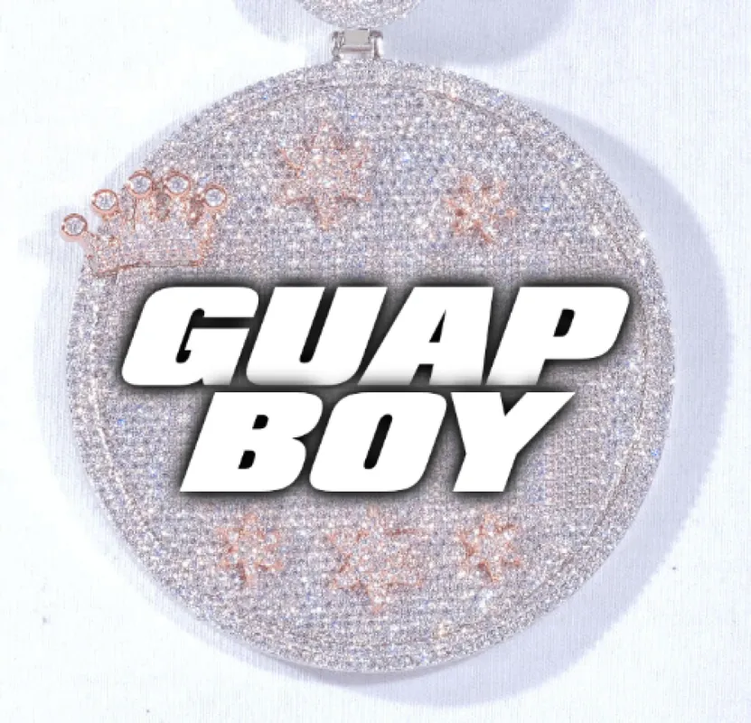 CUSTOM LETTER NECKLACE 3D BIG CROWN DISC sold by The GUU Shop