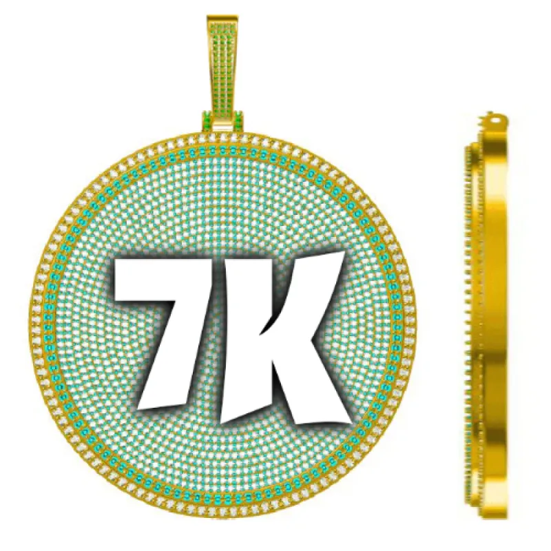 CUSTOM LETTER NECKLACE 3D BIG DISC sold by The GUU Shop