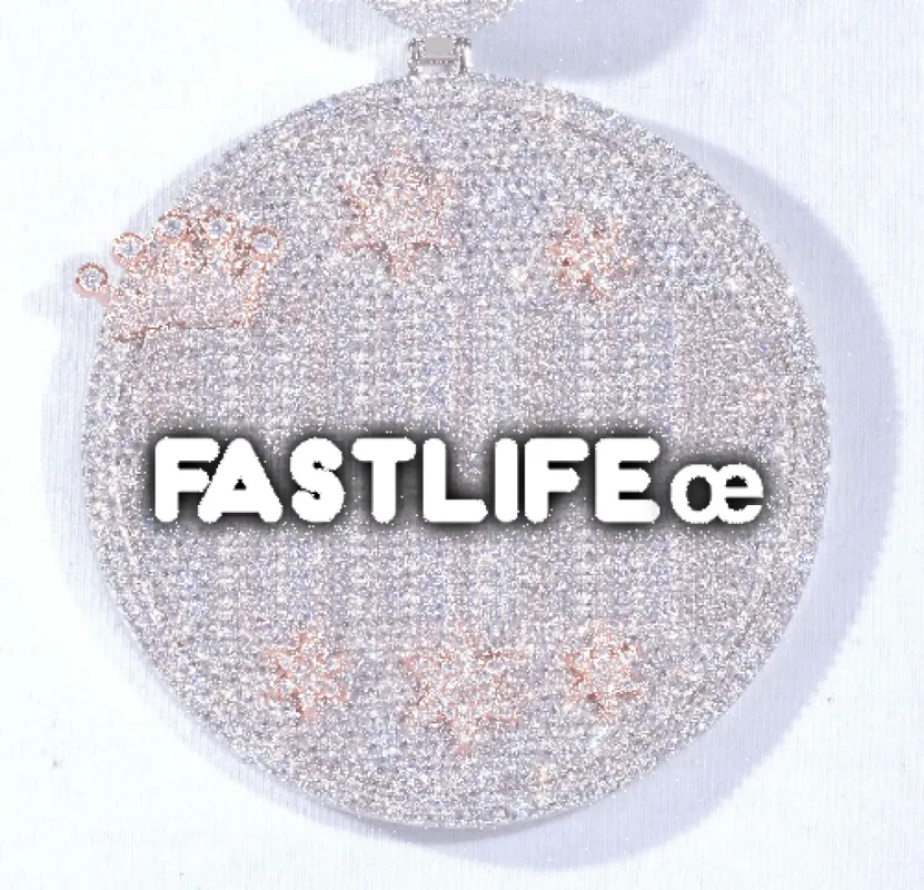 CUSTOM LETTER NECKLACE 3D BIG CROWN DISC sold by The GUU Shop