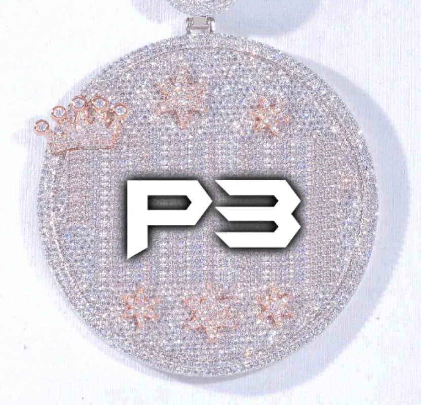 CUSTOM LETTER NECKLACE 3D BIG CROWN DISC sold by The GUU Shop