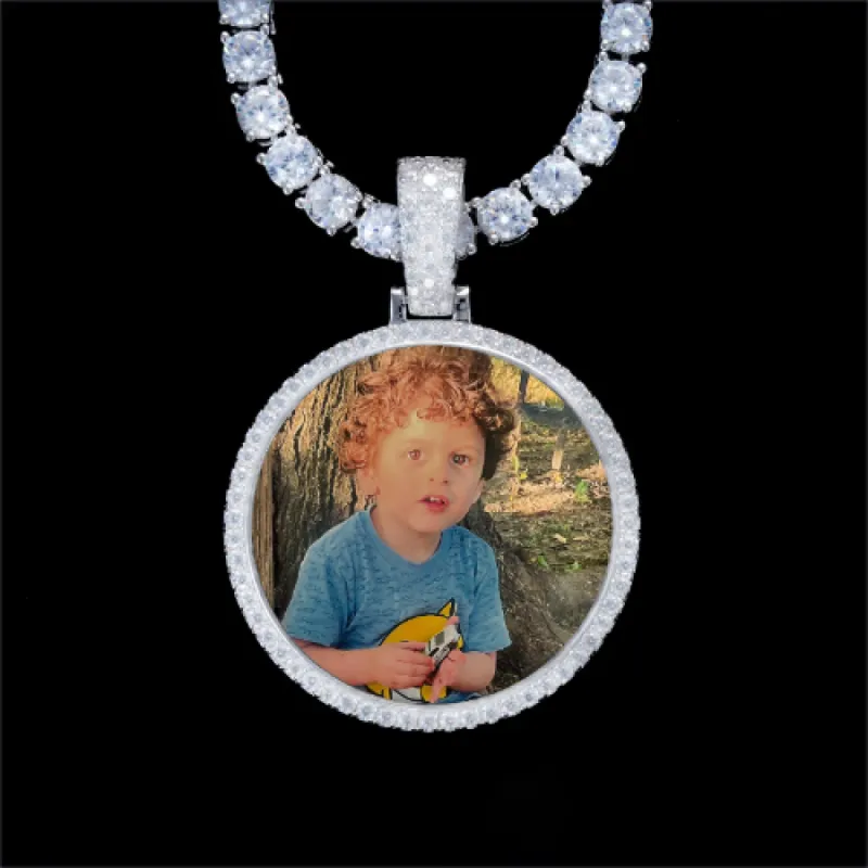925S & VVS Moissanite 3D Circle Custom Picture Pendant sold by The GUU Shop