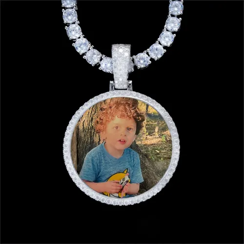 925S & VVS Moissanite 3D Circle Custom Picture Pendant sold by The GUU Shop