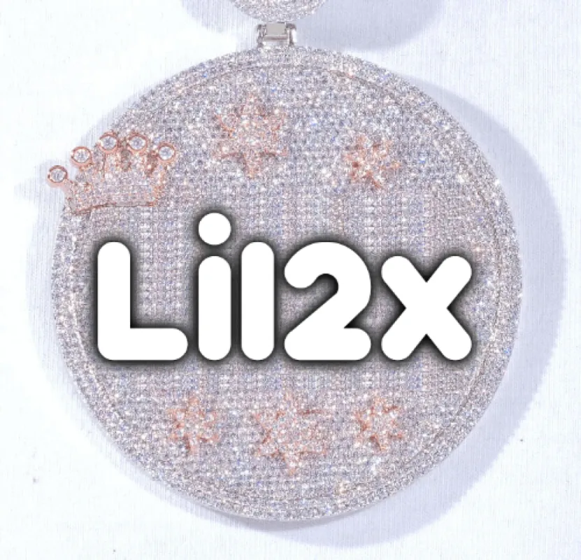 CUSTOM LETTER NECKLACE 3D BIG CROWN DISC sold by The GUU Shop