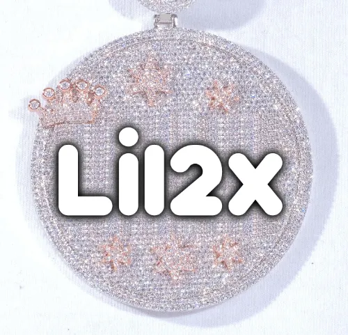 CUSTOM LETTER NECKLACE 3D BIG CROWN DISC sold by The GUU Shop