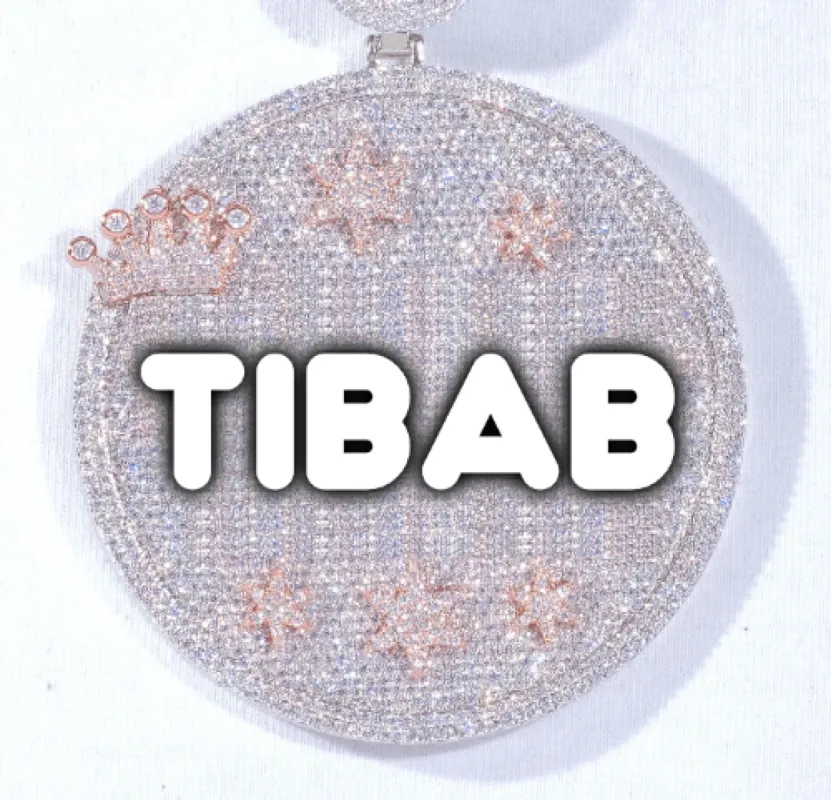 CUSTOM LETTER NECKLACE 3D BIG CROWN DISC sold by The GUU Shop