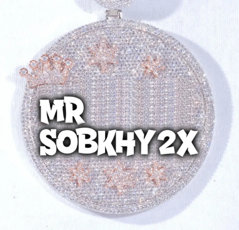 CUSTOM LETTER NECKLACE 3D BIG CROWN DISC sold by The GUU Shop