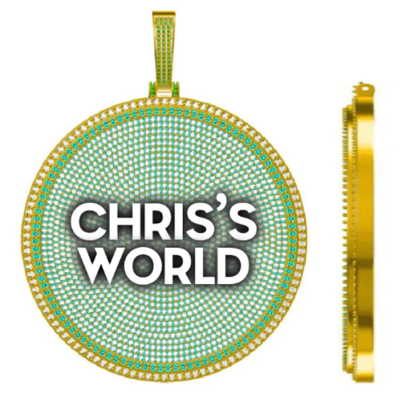 CUSTOM LETTER NECKLACE 3D BIG DISC sold by The GUU Shop