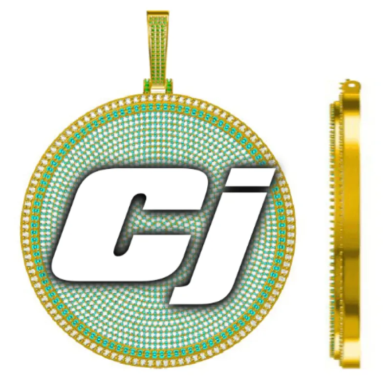 CUSTOM LETTER NECKLACE 3D BIG DISC sold by The GUU Shop