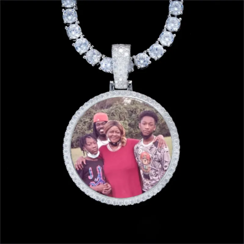 925S & VVS Moissanite 3D Circle Custom Picture Pendant sold by The GUU Shop